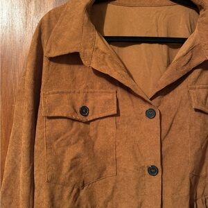Women’s Brown Corduroy Utility Plus Size Jacket - 3XL